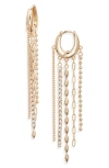 Open Edit Mixed Chain Fringe Huggie Hoop Earrings In Gold