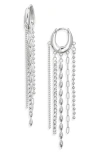 Open Edit Mixed Chain Fringe Huggie Hoop Earrings In Silver