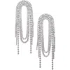 Open Edit Mixed Chain Waterfall Drop Earrings In Clear- Rhodium