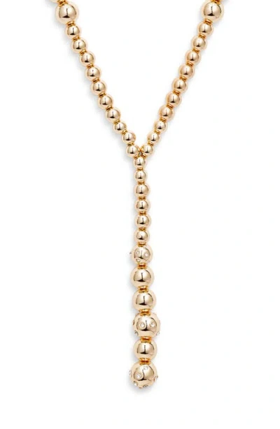 Open Edit Mixed Orb Y-necklace In Clear- Gold