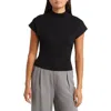 Open Edit Mock Neck Rib Sweater In Black
