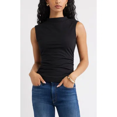 Open Edit Mock Neck Ruched Tank In Black