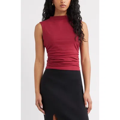 Open Edit Mock Neck Ruched Tank In Red