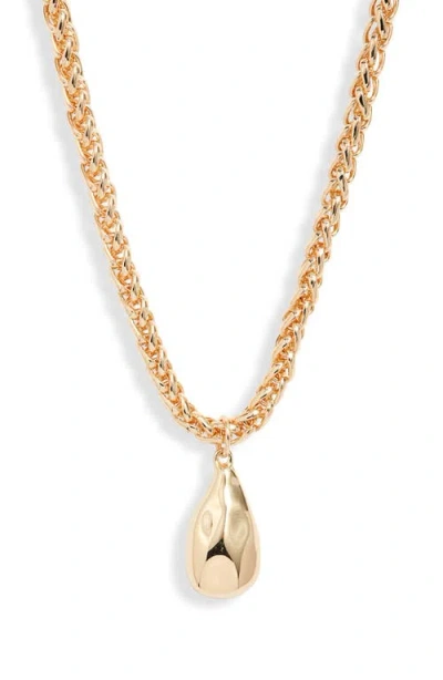 Open Edit Molten Teardrop Pendant Necklace In Gold
