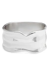 Open Edit Molten Wide Hinged Cuff Bracelet In Rhodium