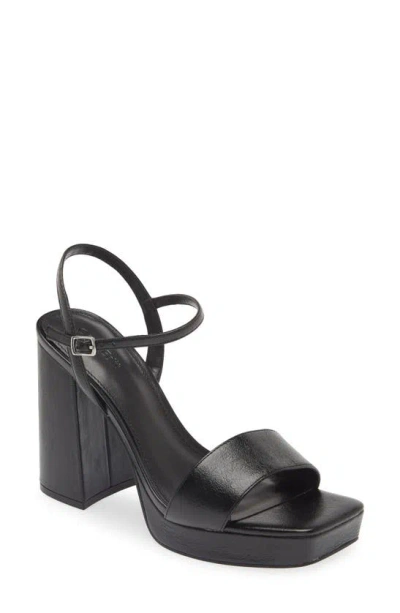 Open Edit Noella Ankle Strap Platform Sandal In Black Metallic