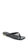 Open Edit Ocean Snakeskin Embossed Thong Sandal In Black