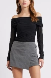 Open Edit Off The Shoulder Knit Top In Black