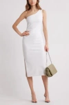 Open Edit One-shoulder Body-con Midi Dress In White