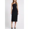 Open Edit One-shoulder Body-con Midi Dress In Black