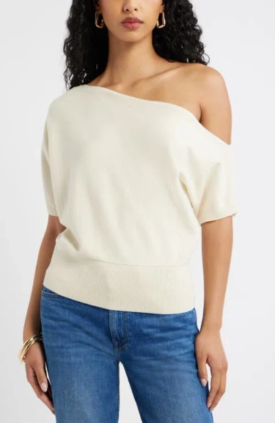 Open Edit One-shoulder Short Sleeve Sweater In Neutral