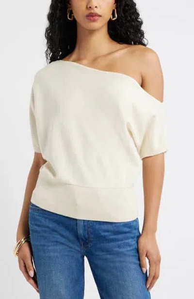 Open Edit One-shoulder Short Sleeve Sweater In Neutral