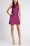 Open Edit Open Back Satin Minidress In Purple Magenta