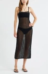 Open Edit Open Stitch Cotton Blend Sweater Dress In Black