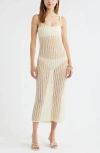 Open Edit Open Stitch Cotton Blend Sweater Dress In White