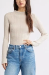 Open Edit Open Stitch Linen Blend Mock Neck Sweater In Brown
