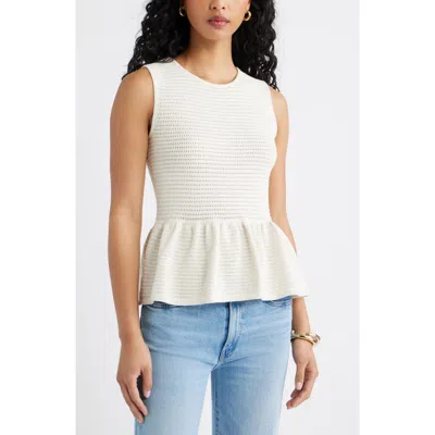 Open Edit Open Stitch Peplum Sweater Tank In White