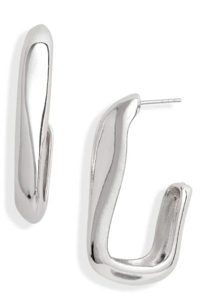 Open Edit Organic Hoop Earrings In Metallic