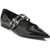 Open Edit Oriana Pointed Toe Mary Jane Flat In Black Patent