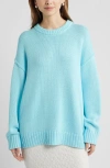 Open Edit Oversize Crewneck Cotton Sweater In Blue