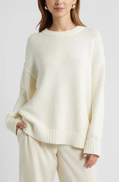 Open Edit Oversize Crewneck Cotton Sweater In Multi