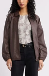 Open Edit Oversize Faux Leather Jacket In Black