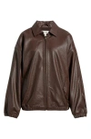 Open Edit Oversize Faux Leather Jacket In Brown