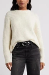 Open Edit Oversize Crewneck Cotton Sweater In White