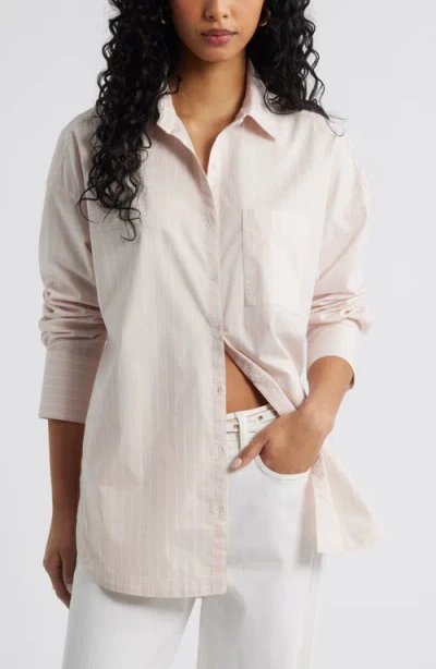 Open Edit Oversize Poplin Button-up Shirt In Neutral