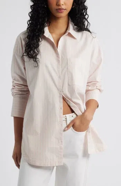 Open Edit Oversize Poplin Button-up Shirt In Neutral