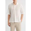 Open Edit Oversize Texture Short Sleeve Button-up Shirt