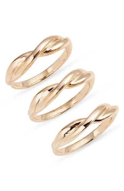 Open Edit Pack Of 3 Twisted Rings In Gold