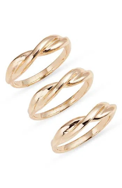 Open Edit Pack Of 3 Twisted Rings In Gold