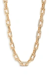 Open Edit Pavé Crystal Link Chain Necklace In Clear- Gold