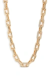 Open Edit Pavé Crystal Link Chain Necklace In Clear- Gold