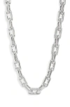 Open Edit Pavé Crystal Link Chain Necklace In Clear- Rhodium