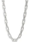 Open Edit Pavé Crystal Link Chain Necklace In Clear- Rhodium