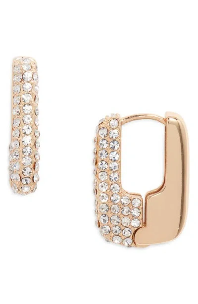 Open Edit Pavé Rectangle Huggie Hoop Earrings In Gold