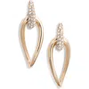 Open Edit Pavé Teardrop Frontal Hoop Earrings In Clear- Gold