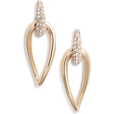 Open Edit Pavé Teardrop Frontal Hoop Earrings In Clear- Gold