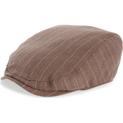 Open Edit Pinstripe Driving Cap In Brown