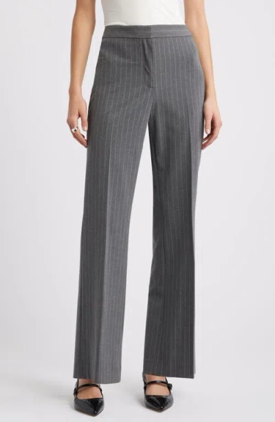 Open Edit Pinstripe Flare Pants In Grey Heather Edie Stripe