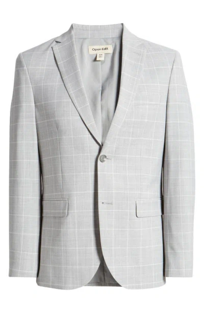 Open Edit Plaid Extra Trim Stretch Wool Blend Sport Coat In Grey Finestra Plaid