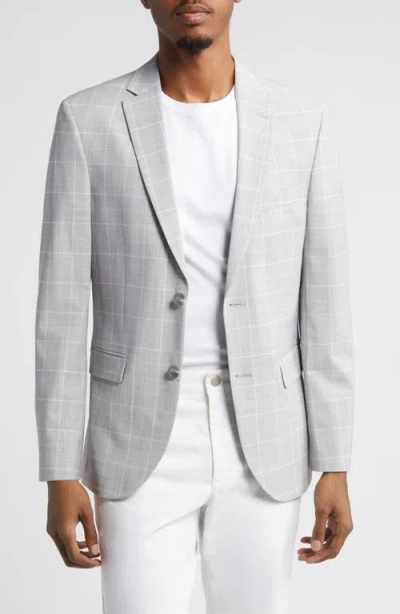 Open Edit Plaid Extra Trim Stretch Wool Blend Sport Coat In Grey Finestra Plaid