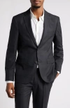 Open Edit Plaid Slim Fit Stretch Wool Blend Sport Coat In Grey Dark Glen Plaid