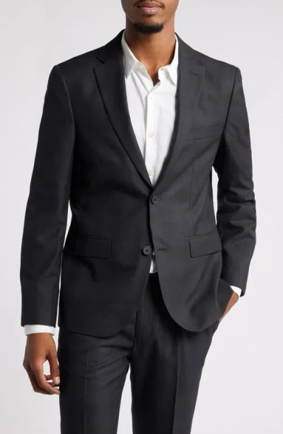 Open Edit Plaid Slim Fit Stretch Wool Blend Sport Coat In Grey Dark Glen Plaid