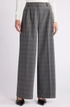 Open Edit Plaid Wide Leg Pants In Grey Glen Plaid
