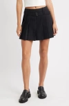 Open Edit Pleated Belted Miniskort In Black