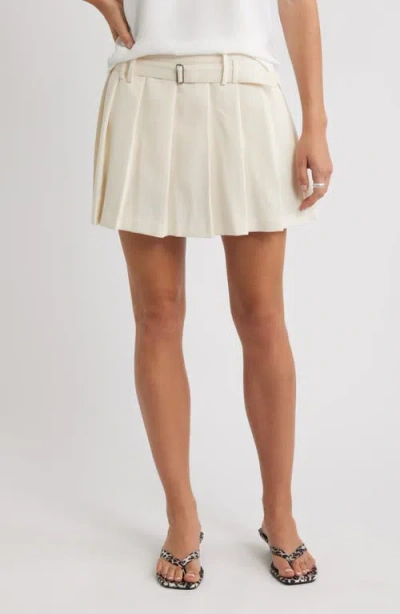 Open Edit Pleated Belted Miniskort In White