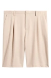 Open Edit Pleated Bermuda Shorts In Beige Birch